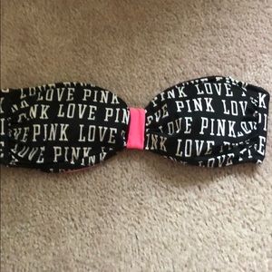 Pink strapless bikini top